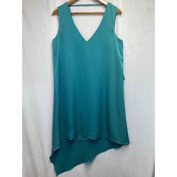 BCBGMaxAzria Dresses & Skirts - BCBGMAXAZRIA Shana V-Neck Sleeveless Lined Asymmetric Dress Women Small Green